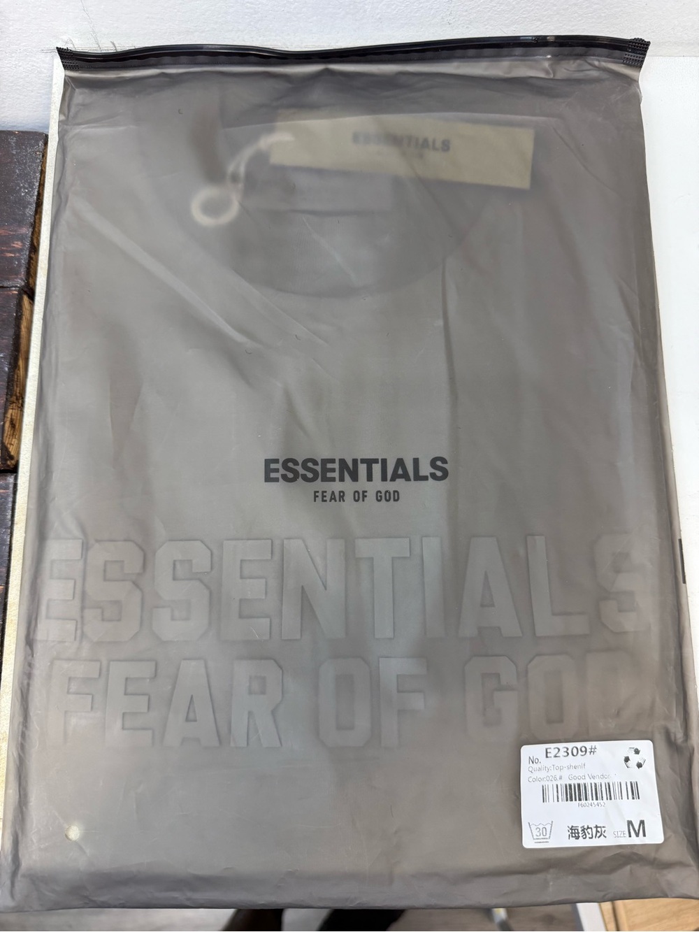Fear of God Essentials tan Crewneck Logo T-Shirt - Picture 8 of 8